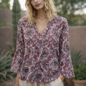 🤎 J.CREW Women's Paisley Print Top - Colorful Sz S